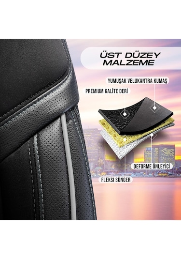 Panda Lizbon Serisi Alakantra Kumaş Oto Koltuk Kılıfı - Tam Set