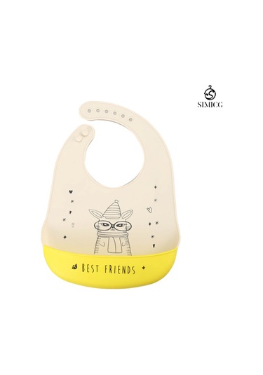 Bej-sarı Renk "best Friends" Tavşan Desenli Silikon Önlük