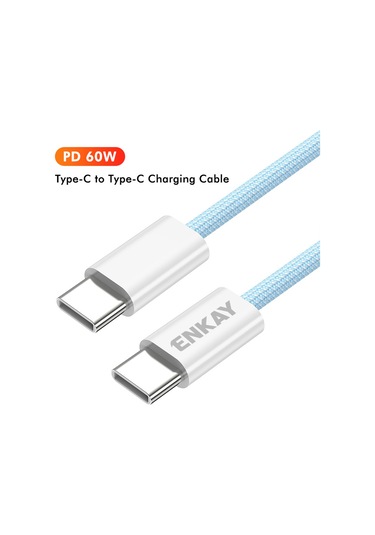 Enkay 1.5m 60w Type-c - Type-c Hızlı Şarj Kablosu Örgülü Telefon Data Kablosu