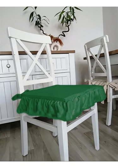 Ritmohome Fırfırlı Sıvı & Leke Itici Iskandinav Sandalye Minderi Yeşil