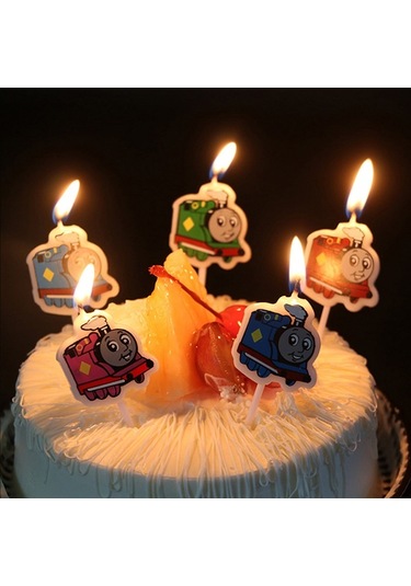 Vıp Thomas Bırthday Candle Thomas Pasta Mumu 5 Adet Thomas Doğum Günü Mumu Thomas Doğum Günü Mumları Renkli