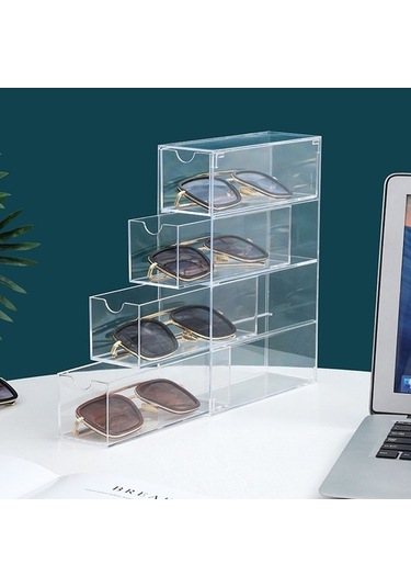 Tongxida 4 Katmanlı Akrilik Çekmece Vitrini, Toz Geçirmez, Şeffaf Masaüstü Saklama, Yeniden Kullanılabilir Diğer