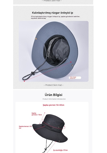 Erkek Balıkçı Şapkaları Açık Hava Güneş Koruması Balıkçı Şapkaları Siyah