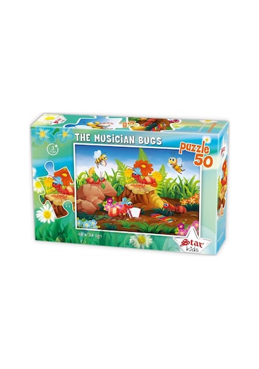 Star Puzzle 50 Parça Müzisyen Böcekler Çocuk Puzzle 1 Adet
