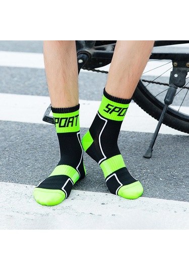 Teltree Gece Bisiklet Sokağı Işıklı Reflektörlü Çorap - Nylon, Nem Emici, Xl 43-44 Yeşil Yeşil