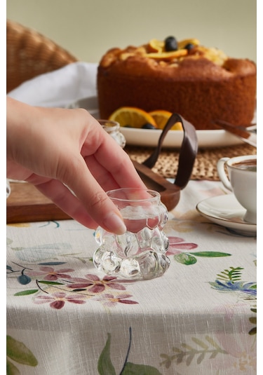 Karaca Bubble 6'lı Cam Kahve Yanı Bardağı 90 Ml Şeffaf