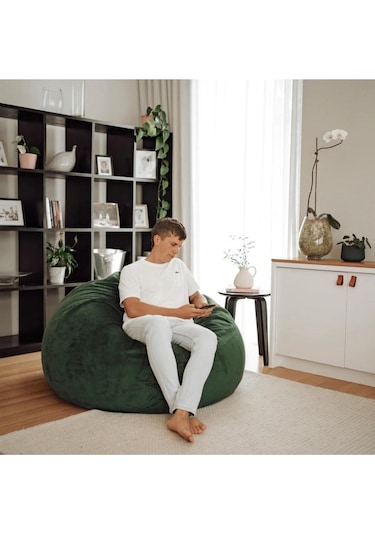 Good Night 12 Renk Gök Kuşağı Puf Armut Koltuk 100x100x50cm Yeşil