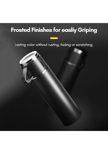 Yunboo 500ml 304 Çelik Isı Saklama Bardağı, 12 Saat Isı Tutar, Sızıntı Engellli, Kapak Bardak Olarak Kullanılabilir, Ev/ofis/doğa İçin, Pembe Kutu Yok Siyah