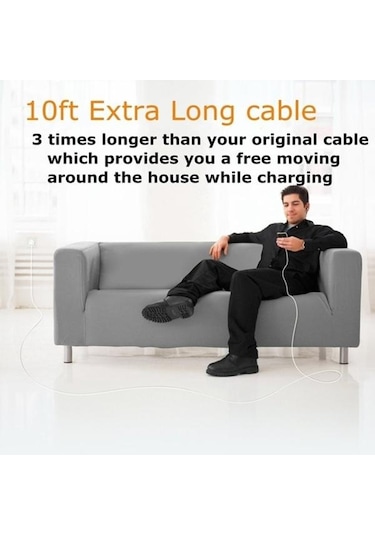 Mavi İos Uyumlu, Type-c Ve Mikro Usb İçin Ekstra Uzun 10ft Naylon Örgülü Usb Şarj Kablosu, Dayanıklı Ve Hızlı Şarj 1.5m Type-c