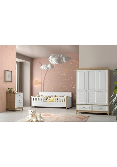 Milano 3 Kapılı Dolap, Bebek Ve Genç Odası Dolap Beyaz