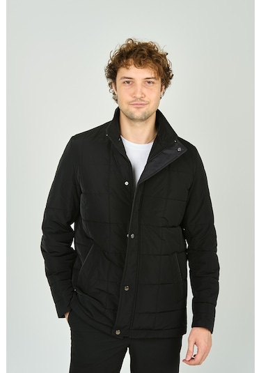 Daynax Erkek Hakim Yaka Çıtçıt Ve Fermuar Kapamalı Uzun Kaban 2600 Siyah Siyah