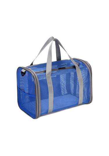 Qingmipy Kediler Ve Küçük Köpekler İçin Katlanabilir, Havalı Taşıma Çantası - Mavi