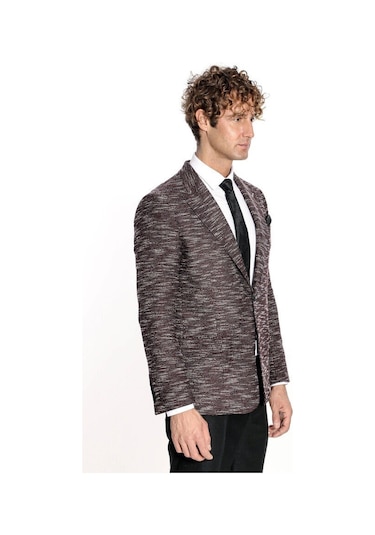 Wessi Desenli Slim Fit Spor Bordo Erkek Ceket - Wessi Bordo