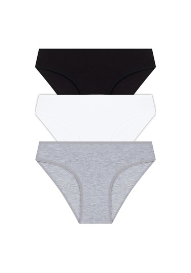 Basic Pamuklu Kadın Bikini Külot 3'lü Paket - 4 Çok Renkli 3
