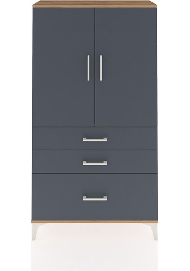 Arges Dolap Tek Raflı 3 Çekmeceli Tek Askılı 88x30x163 Çam-antrasit Atlas Çam