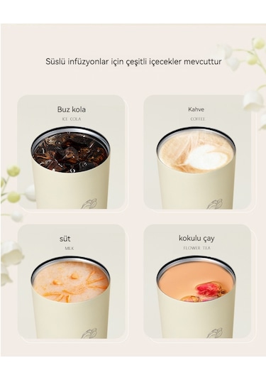 Sorunsuz Çift Kişilik İçecek Termos Bardak-light Cup Beyaz