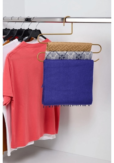 Edora Home 5'li Dolap İçi 3 Katlı Pantolon Askılık - Metal Gold