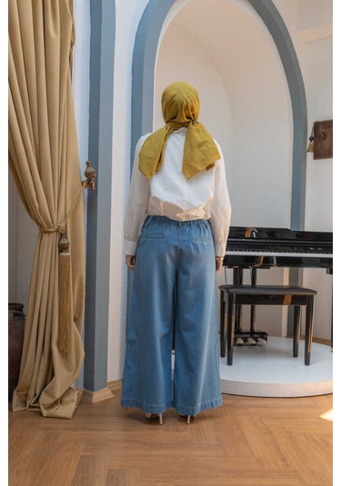 1164-pileli Denim Pantolon Mavi Mavi