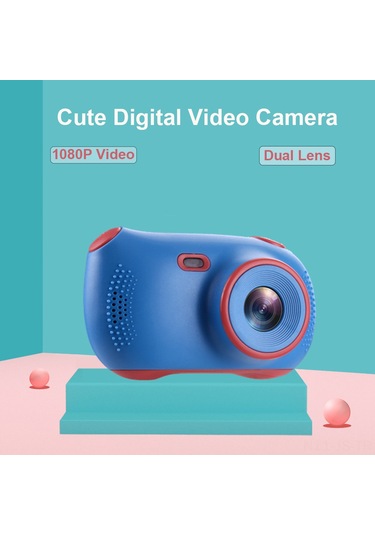Jeemson Çocuklar İçin Mavi Dijital Kamera - 18mp Fotoğraf Çekimi, 1080p Video Kaydı, Çift Lens Ve Dahili Pil Mavi