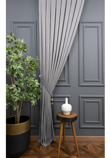 Evdepo Home Gri Fon Perde Tek Kanat (539795293) Gri