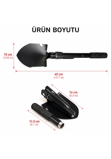 Katlanır Kamp Küreği 3 Ü 1 Arada Çok Amaçlı Kazma Çapa Testere Çok Amaçlı El Aleti