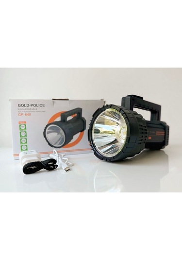 Hatsanparts Gold-police Gp-640 Şarjlı Yüksek Güçlü Enerji Tasarrufu Çok Fonksiyonlu El Feneri Çok Renkli