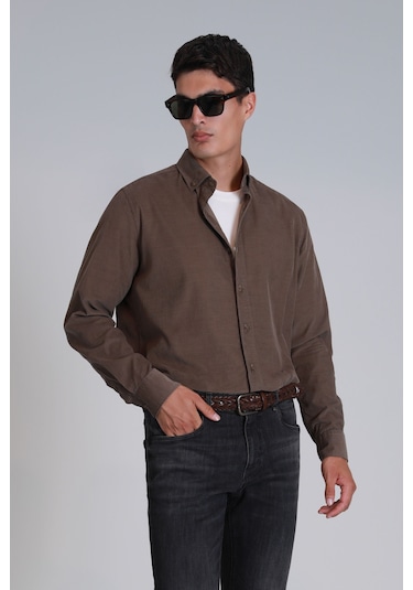 Lufian Water Erkek Basic Gömlek Slim Fit Kum Kum 112010664100580 Kum