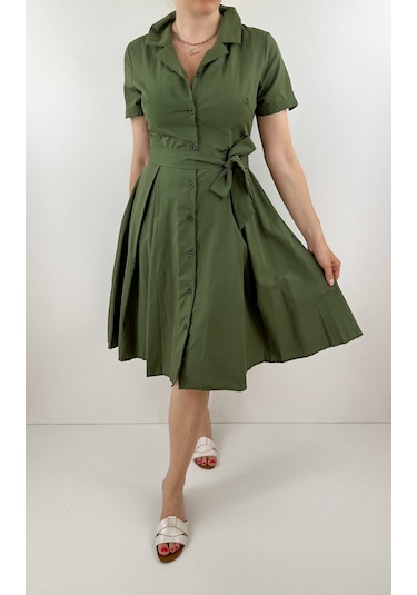 Modaonna Gömlek Elbise Haki