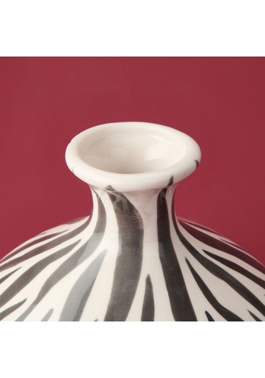 Evidea Deco Elegant Curves Vazo - Siyah / Beyaz - 28 Cm Siyah / Beyaz