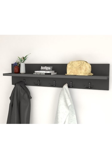 Bofigo Portmanto Duvar Askılığı Elbise Askılığı 80 CM Antrasit