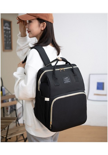 Geniş Kapasiteli Anne Bebek Bakım Süt Sırt Çantası Siyah