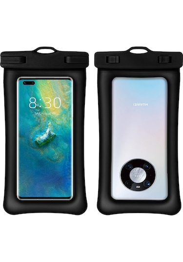 Skycity Genel Telefonlar İçin Tpu Su Geçirmez Çanta, İki Hava Çukuruyla Yüzer, Dokunmatik Ekran Desteği, Sualtı Ve Spor Aktiviteleri İçin Siyah Siyah