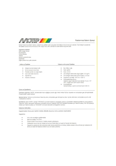 Motip Paslanmaz Bakım Spreyi 400 ML Tr558