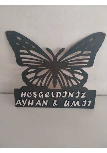 Kelebek Kapı Süsü Kişiye Özel Antrasit