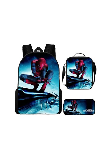 Örümcek Adam Yeni Sırt Çantası Büyük Kapasiteli Öğrenci Kişilik Okul Çantası Üç Parça Seti Stil 33