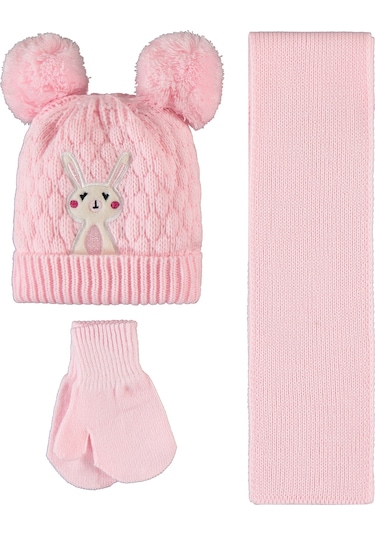 Civil Baby Kız Bebek Atkı Bere Eldiven Set 6-24 Ay Açık Pembe 24243101824w1 Açık Pembe