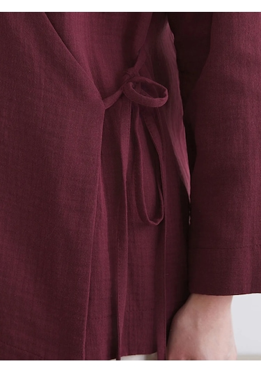 Lc Waikiki Bordo Kruvaze Yaka Kadın Müslin Kimono