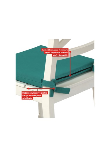 Xpermate 6'lı Sandalye Minderi Su İtici Kumaş 40 x 40 CM Turkuaz