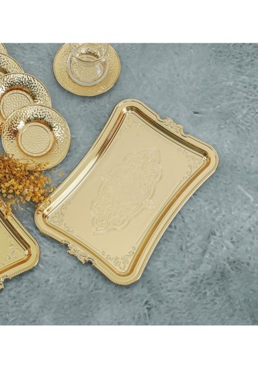 25 Cm Özel Üretim Metal Tek Kişilik Kahve Sunum Metal Damat Söz Tepsisi 001