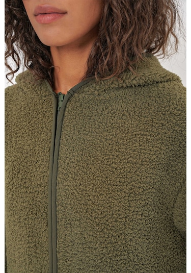 Gabria Kapüşonlu Fermuarlı Hırka Haki