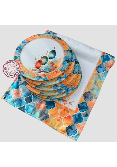 Uretti - Nebile 2034 - El Yapımı Çin Feneri Temalı Runner - 6'lı Supla Amerikan Servisi Takımı Çok Renkli