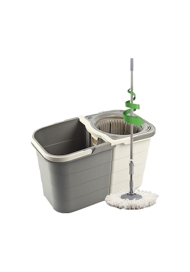 Hitfoni Temizlik Seti 2 Hazneli Döner Başlıklı Paspas 19 L Gri