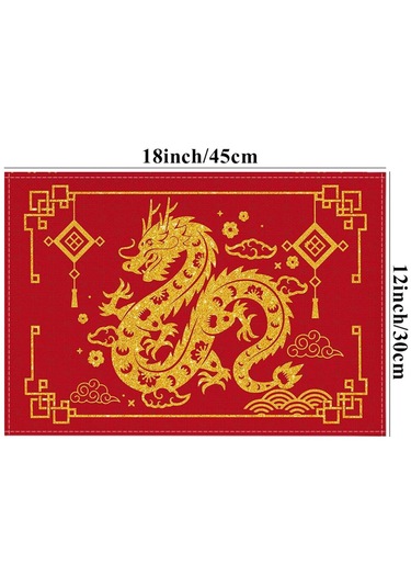 Suntek Çin Yeni Yılı Placemats 4 Adet Yer Kızıl-altın Kızıl Altın