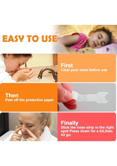 Moveevo 60 Adet Çocuk Burun Bandı - Solunum Geliştirici, Tırnaklama Azaltıcı, Uyku Kalitesi Artırıcı Non-woven Bez Burun Tırnaklama Bandı