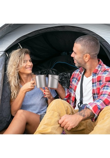 Novahub Titanyum Su Bardağı - Kamp, Hiking Ve Ev Kullanımı İçin Gümüş, 750ml Hafif Ve Dayanıklı Gümüş