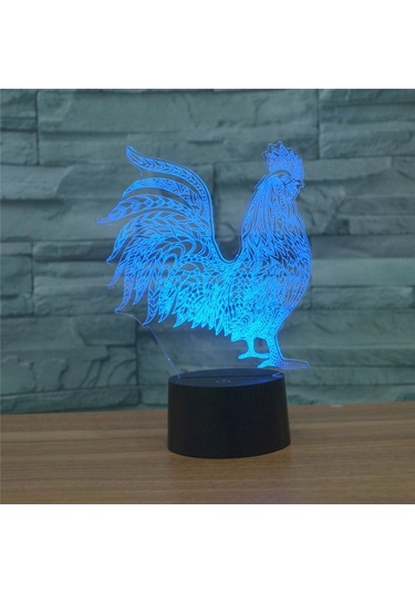 Sones Horoz Şekli 3d Renkli Led Görüş Işığı Masa Lambası, Şarj Edici Dokunmatik Versiyon Çok Renkli