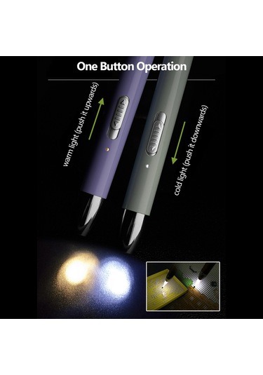 Reedark Usb Şarjlı Led Işıklı Tırnak Taşı Tutucu, Mor Renk, El Yapımı Tırnak Sanatı İçin Pratik Araç