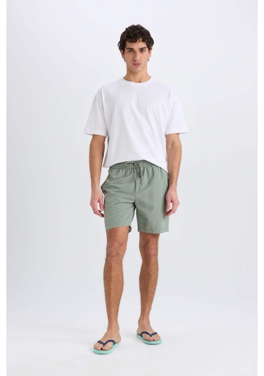 Defacto Regular Fit Kısa Boy Yumuşak Tuşeli Deniz Şortu E0993ax25hskh440 Haki