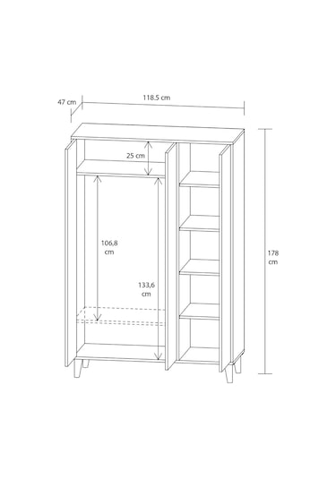 Mobilique Selin Üç Kapaklı Raflı Gardrop 600-00-434