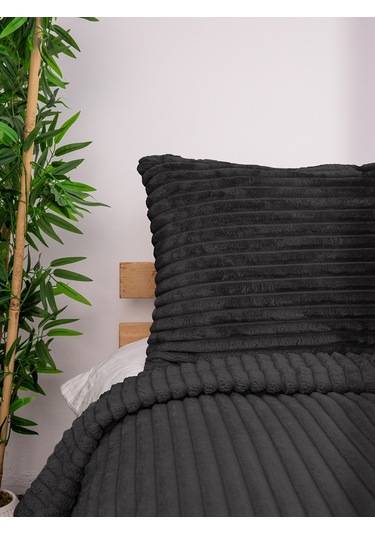 Linda 3 Parça Çift Kişilik Battaniye Seti - Antrasit